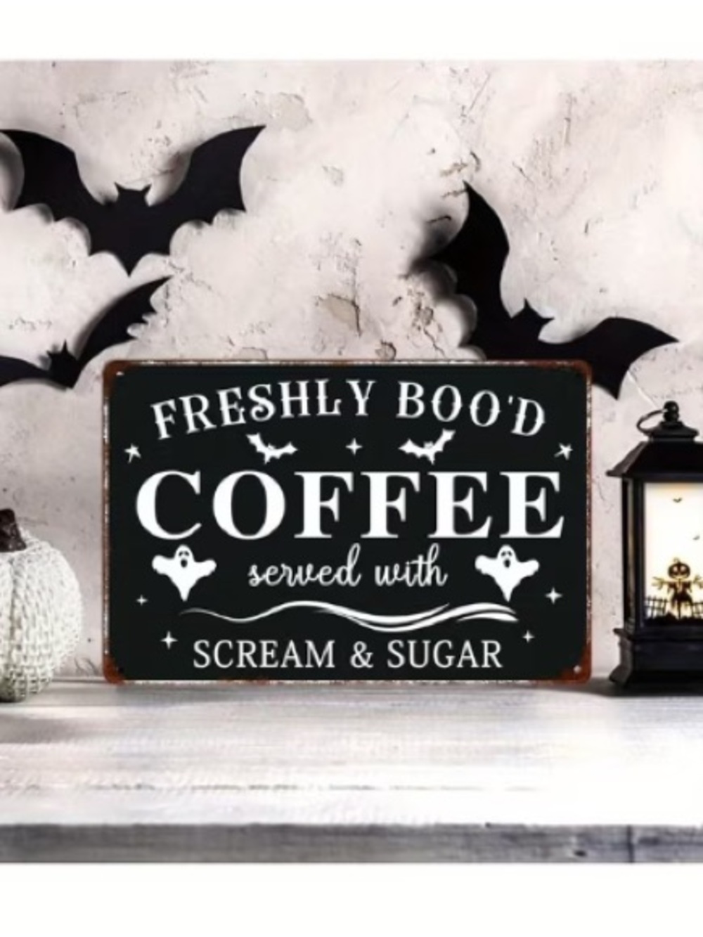 Freshly Boo'd Coffee Sign - Metal Halloween Wall Decor